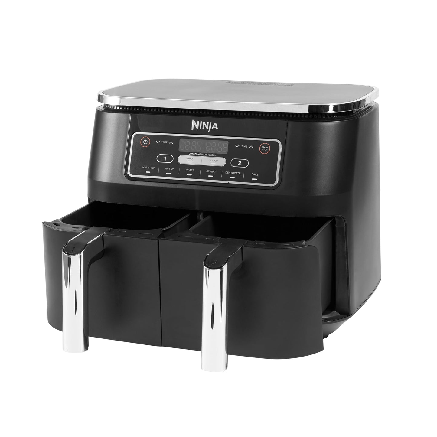 Freidora de Aire Digital Doble Zona, 7.6L, 2 Cestas, 6 en 1, Negro